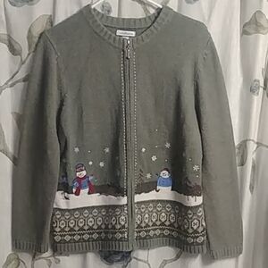Croft & Barrow Olive Snowman Sweater